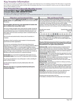 True Potential Threadneedle Monthly Income Key Investor Information Document