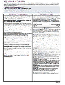 True Potential UBS Balanced Key Investor Information