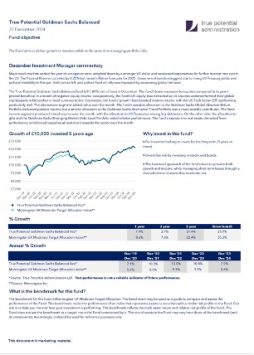 True Potential Goldman Sachs Balanced Factsheet