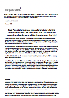 Debt Refinance Pricing – Investor Statement