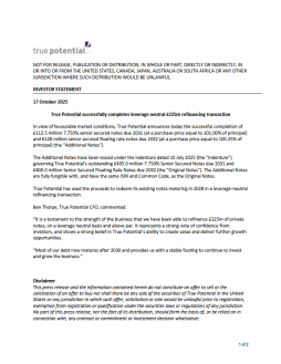 Refinancing Completion – Investor Statement