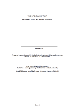 True Potential Unit Trust Prospectus